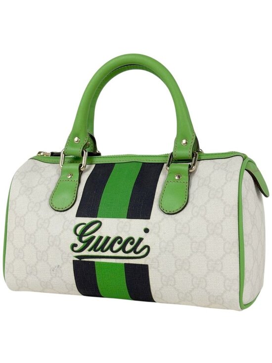 Gucci Handbags - Gucci GG Pattern Handbag Joy Line Mini Boston Supreme White Green Black
